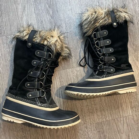 Sorel Shoes - SOREL Joan of Arctic Quarry Black Waterproof Suede Winter Snow Boots